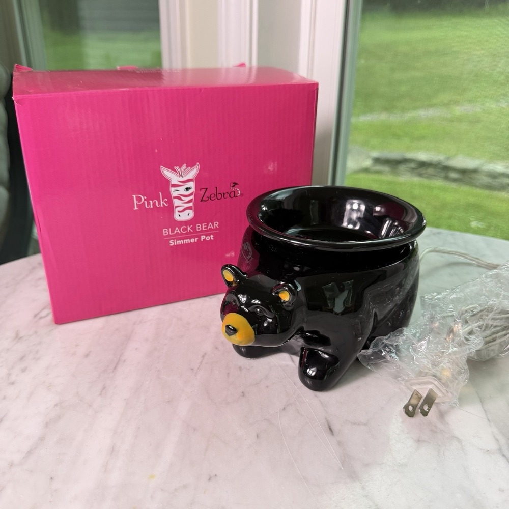 New Rare Limited Edition Pink Zebra Black Bear Simmer‎ Pot Scent Warmer Tested